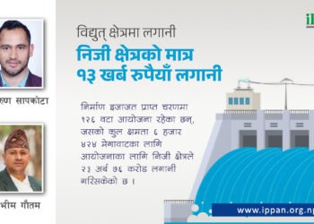 विद्युत् क्षेत्रमा लगानी निजी क्षेत्रको मात्र १३ खर्ब रुपैयाँ लगानी
